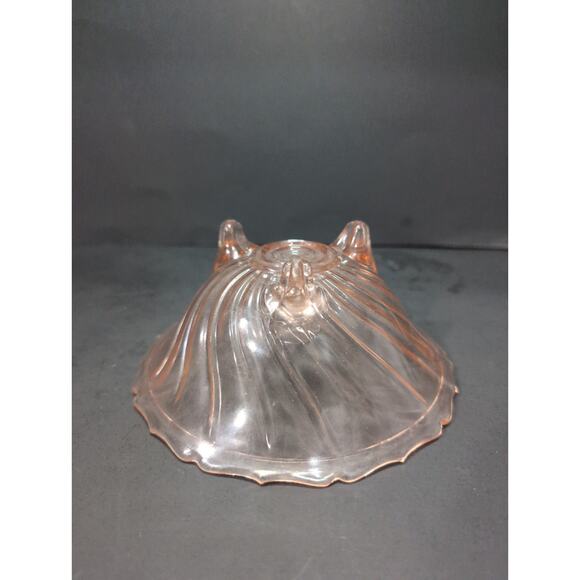 Jeannette Pink Depression Glass Pedestal Bowl, Petal Swirl Candy Dish, Vintage‎ - Picture 5 of 9